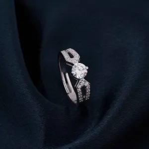Silver Zircon Elegant Loop Ring
