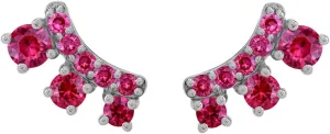Silvershake 3-Stone White Gold Plated or Yellow Gold Plated 925 Sterling Silver Trendy Chic Climber Horizontal Stud Earrings Jewelry for Women