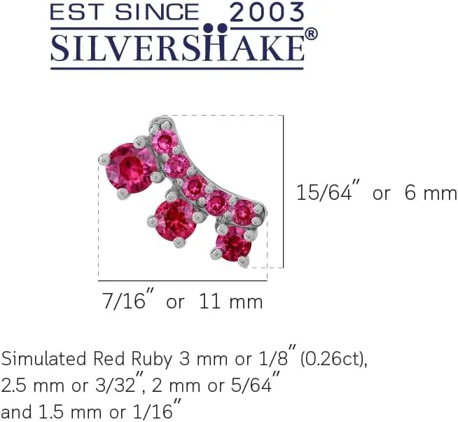 Silvershake 3-Stone White Gold Plated or Yellow Gold Plated 925 Sterling Silver Trendy Chic Climber Horizontal Stud Earrings Jewelry for Women