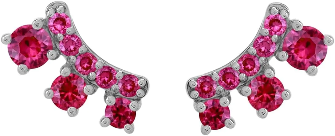 Silvershake 3-Stone White Gold Plated or Yellow Gold Plated 925 Sterling Silver Trendy Chic Climber Horizontal Stud Earrings Jewelry for Women