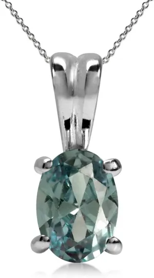 Silvershake 7x5mm Oval Shape 925 Sterling Silver Solitaire Pendant with 18 Inch Chain Necklace