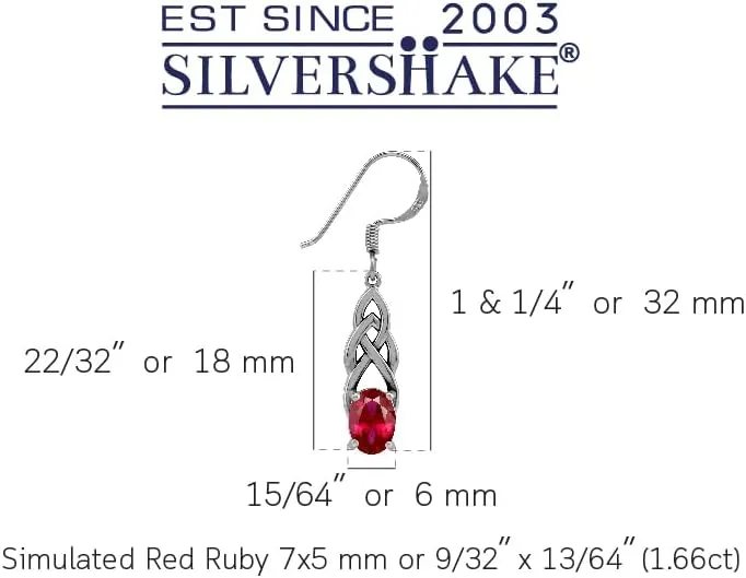 Silvershake 7X5mm Oval Shape Birthstone Gemstone Antique Finishing or Yellow Gold Plated 925 Sterling Silver Celtic Knot Weave Dangle Hook Earrings Jewelry for Women