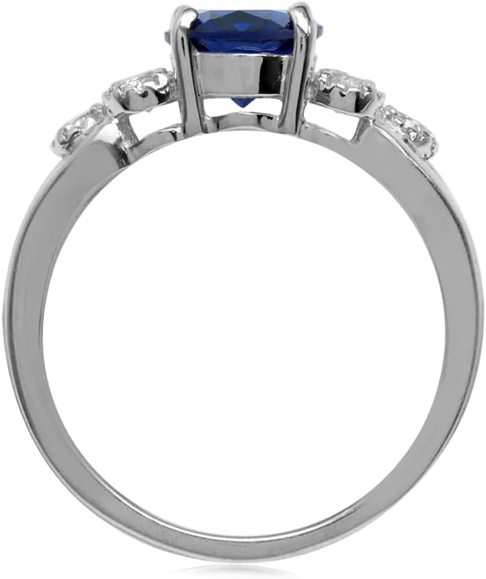 Silvershake Oval Shape Birthstone Gemstones White Gold Plated 925 Sterling Silver Engagement Anniversary Right Hand Ring Jewelry for Women