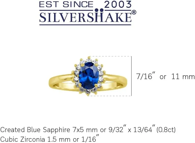 Silvershake Petite 7X5mm Oval Shape Gemstone White Gold Plated or 18K Yellow Gold Plated 925 Sterling Silver Flower Cluster Engagement and Promise Ring