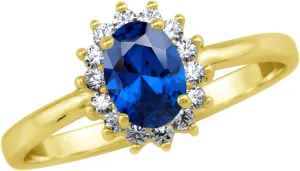 Silvershake Petite 7X5mm Oval Shape Gemstone White Gold Plated or 18K Yellow Gold Plated 925 Sterling Silver Flower Cluster Engagement and Promise Ring