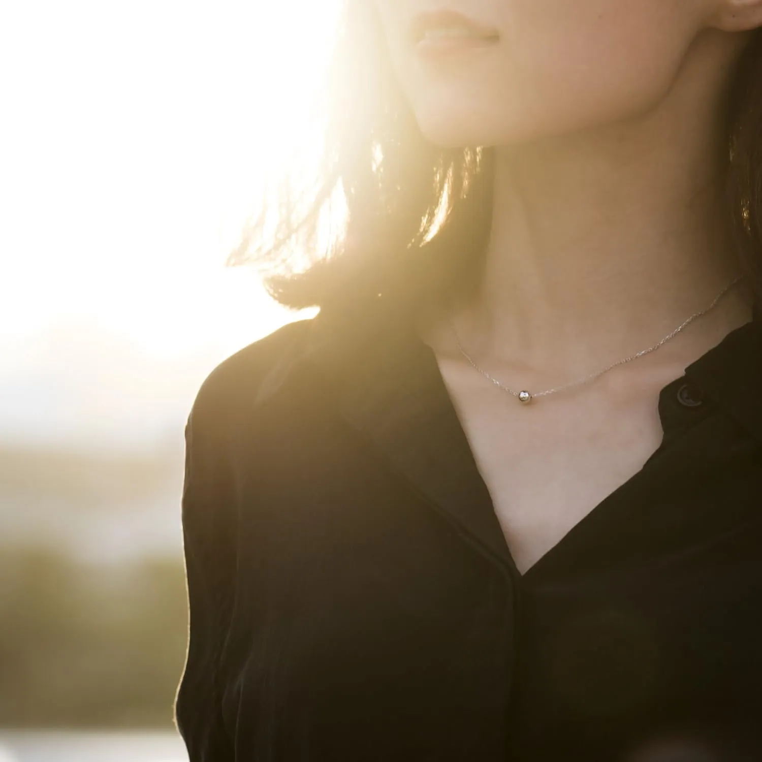 S.Leaf Sterling Silver Tiny Dot Necklace Circle Star Square Heart Necklaces for Women Dainty Necklaces for Women Simple Necklaces for Women
