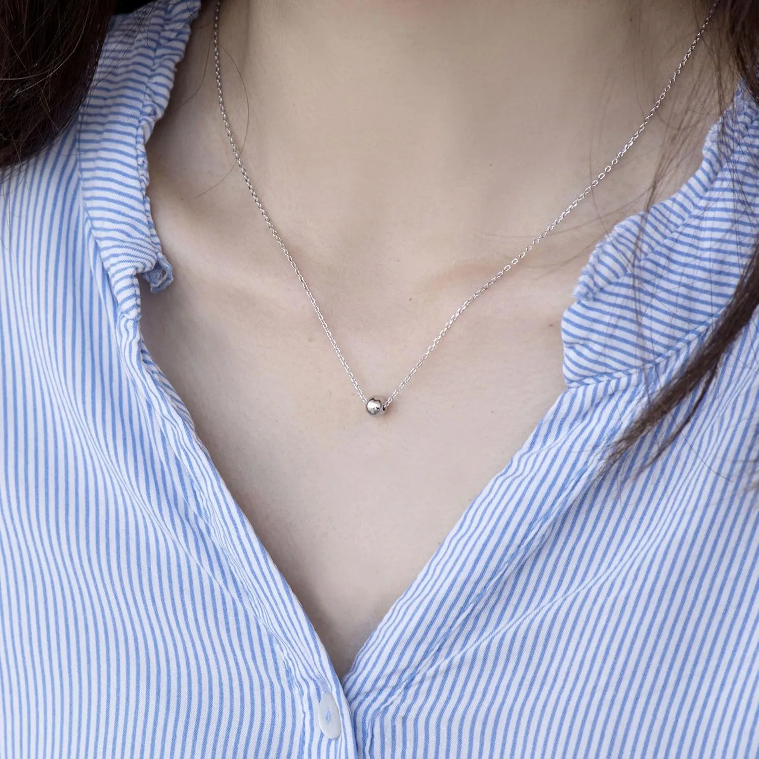 S.Leaf Sterling Silver Tiny Dot Necklace Circle Star Square Heart Necklaces for Women Dainty Necklaces for Women Simple Necklaces for Women