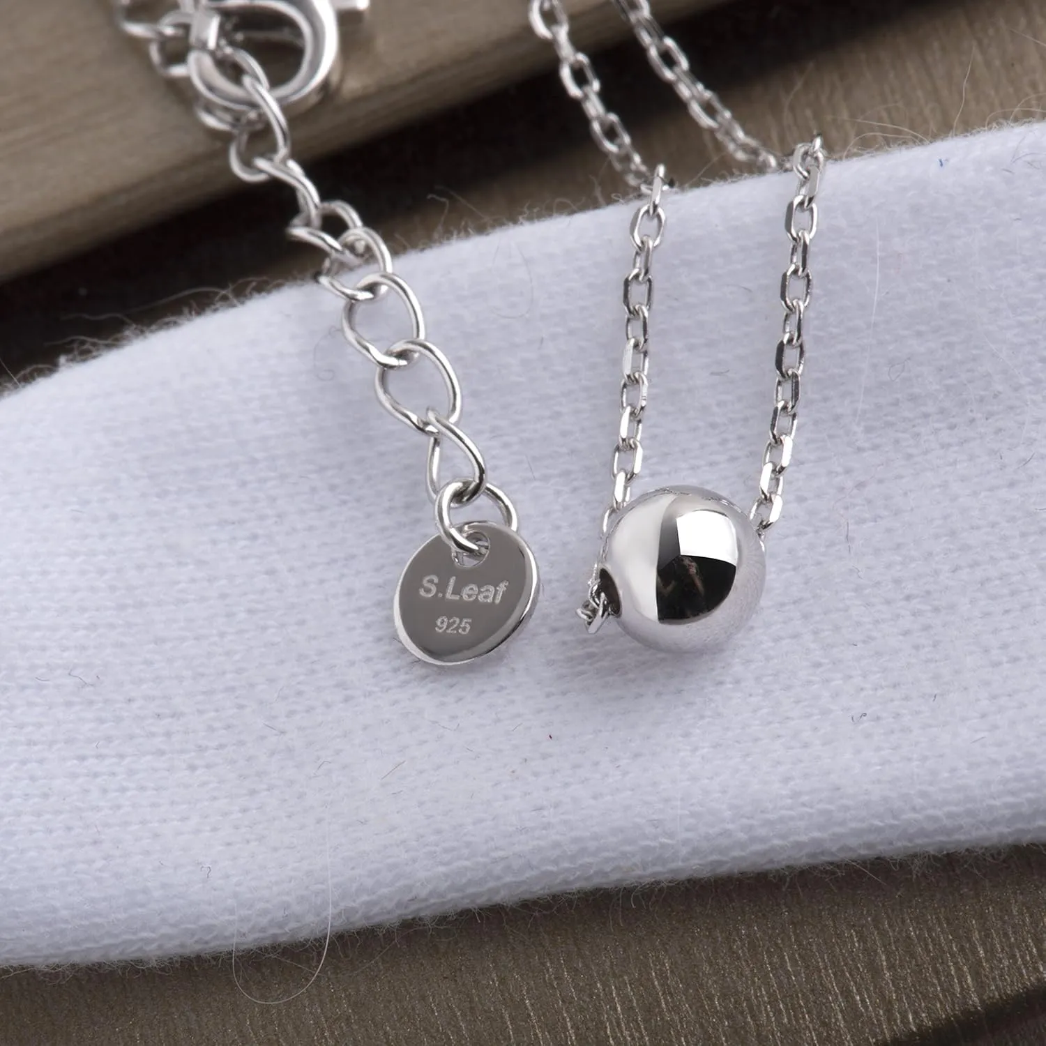 S.Leaf Sterling Silver Tiny Dot Necklace Circle Star Square Heart Necklaces for Women Dainty Necklaces for Women Simple Necklaces for Women