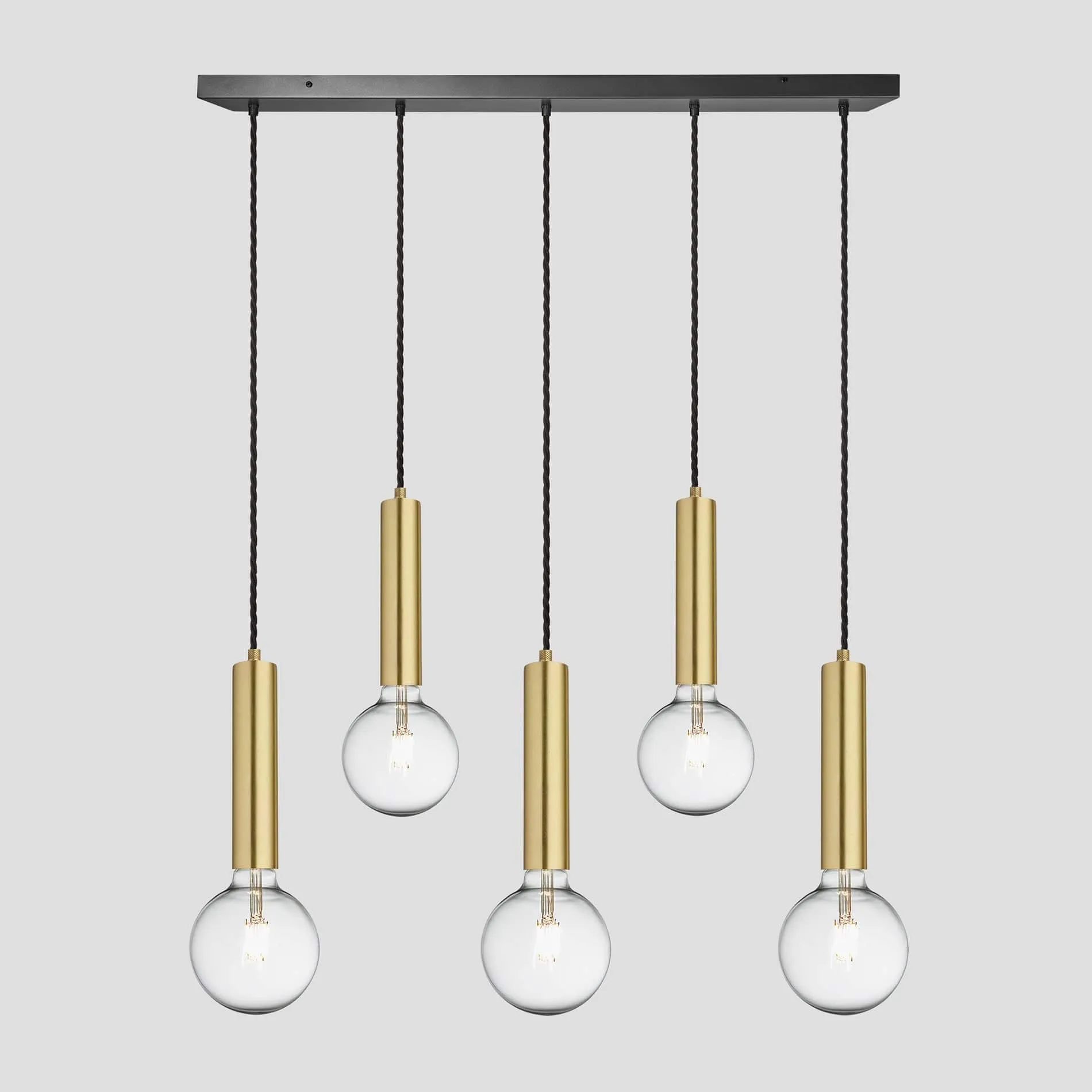 Sleek Cylinder 5 Wire Cluster Lights - Brass