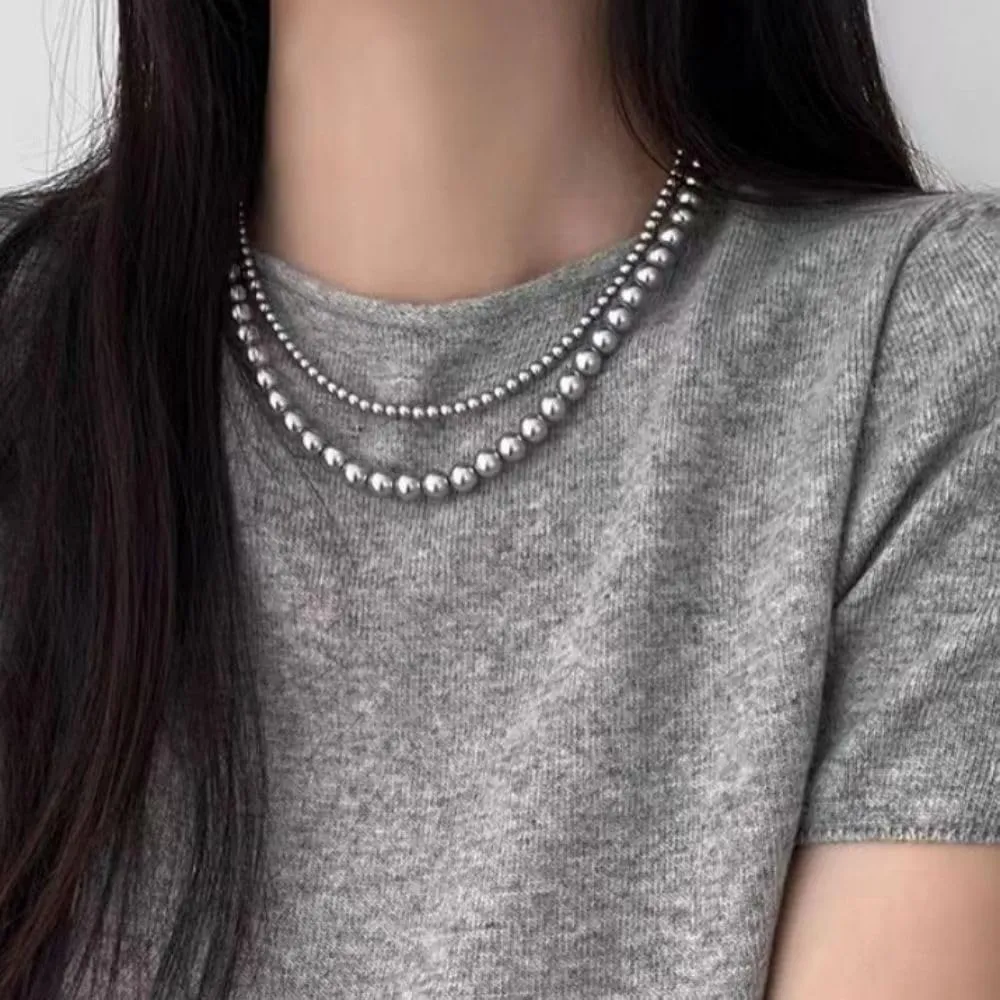 Small Faux Pearl Necklace White Grey Pearl Choker Necklace Gold Necklace Stainless Steel Jewelry Gifts