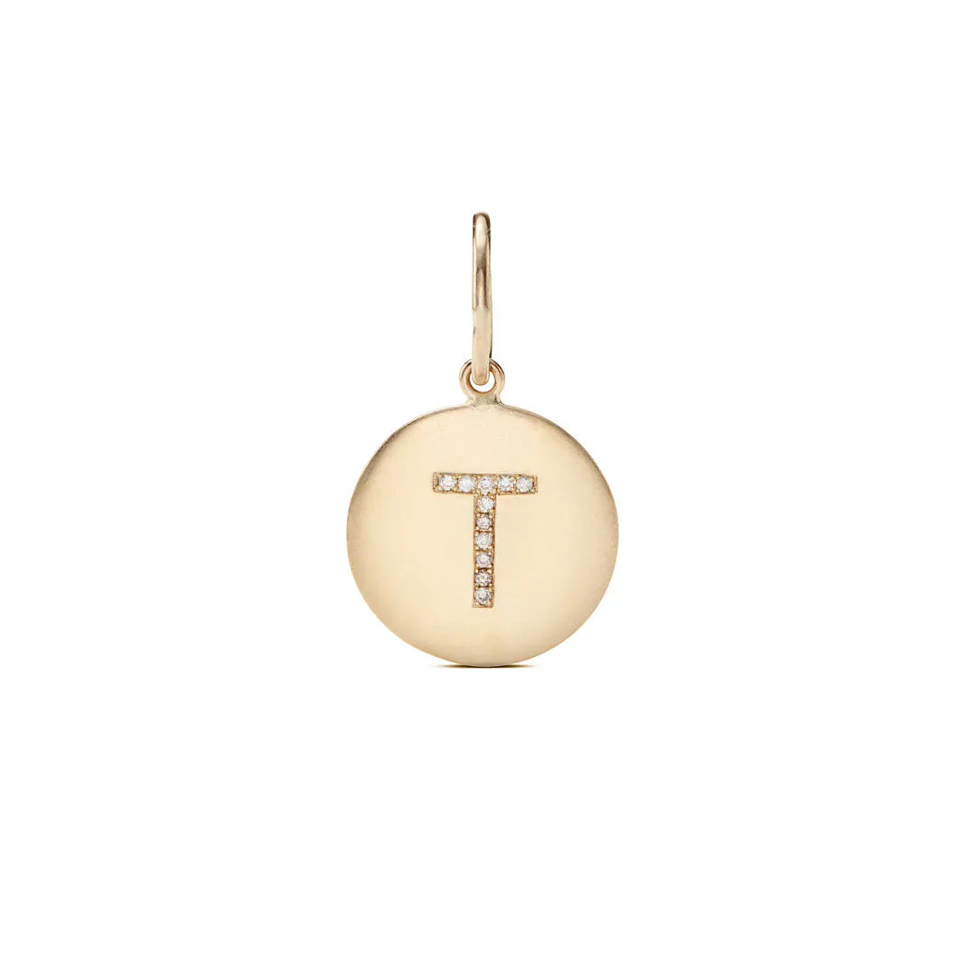 Small Round Diamond Initial Pendant