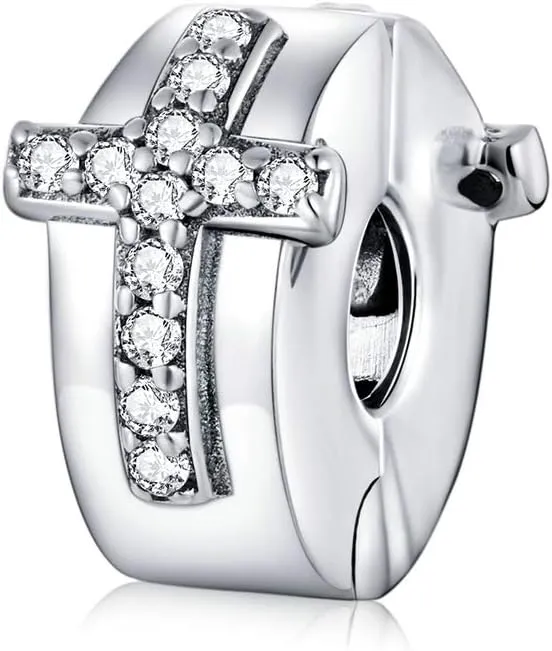 Spacer Bead Clip Charms for Bracelets - Sterling Silver Clip Stopper for Women's Bracelets