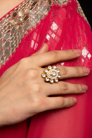 Sriya White Kundan Adjustable Ring