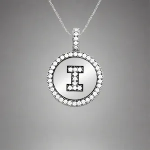 SS CZ Round Initial 'I' Pendant