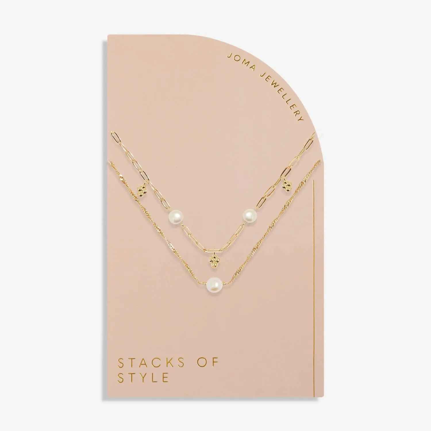 Stacks Of Style White Pearl Gold Plated Necklace 7820