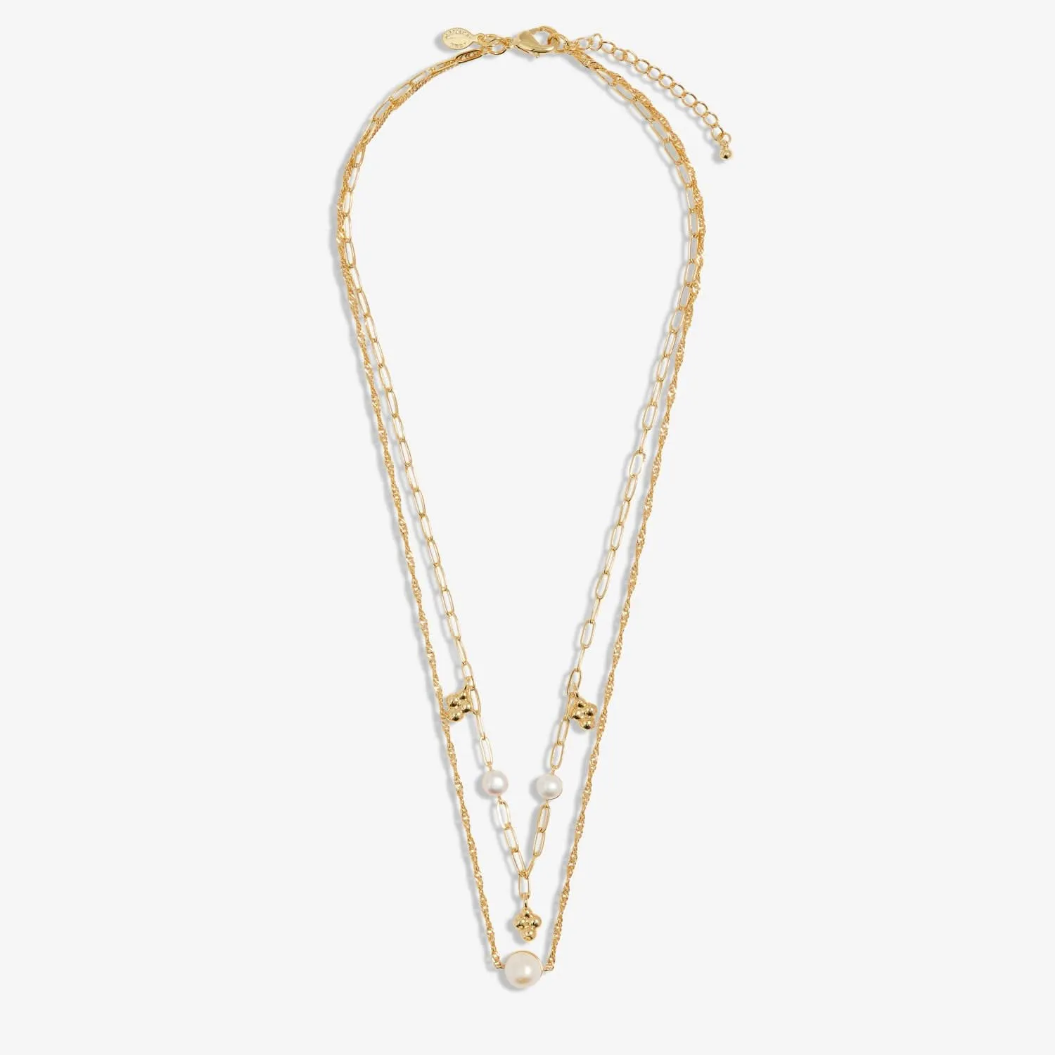 Stacks Of Style White Pearl Gold Plated Necklace 7820