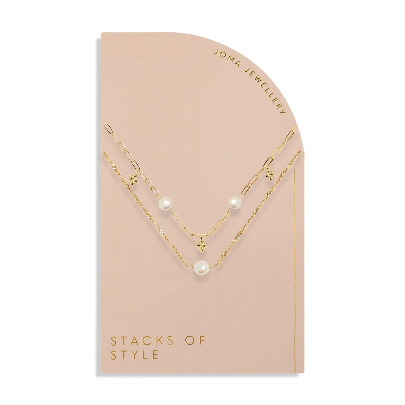 Stacks Of Style White Pearl Gold Plated Necklace 7820
