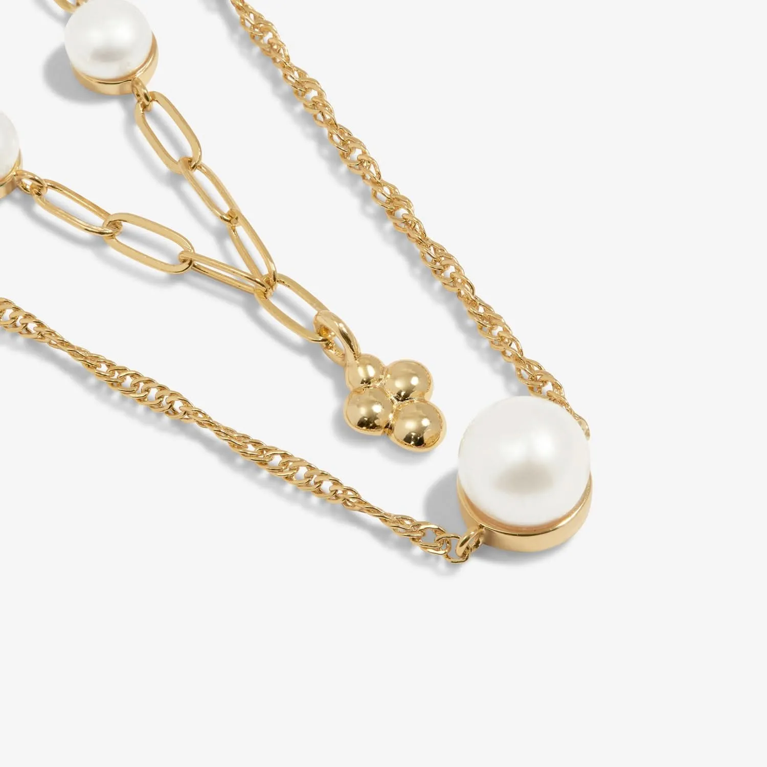 Stacks Of Style White Pearl Gold Plated Necklace 7820