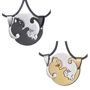 Stainless Steel Matching Cat And Dog Friendship Pendant Necklaces For Couples