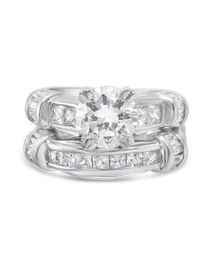 Sterling Silver Brilliant Cubic Zirconia Band Set of 2