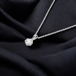 Sterling Silver Classic Solitaire Pendant Necklace – A Timeless Statement | SKU : 0003579442, 0021424533, 0021424557