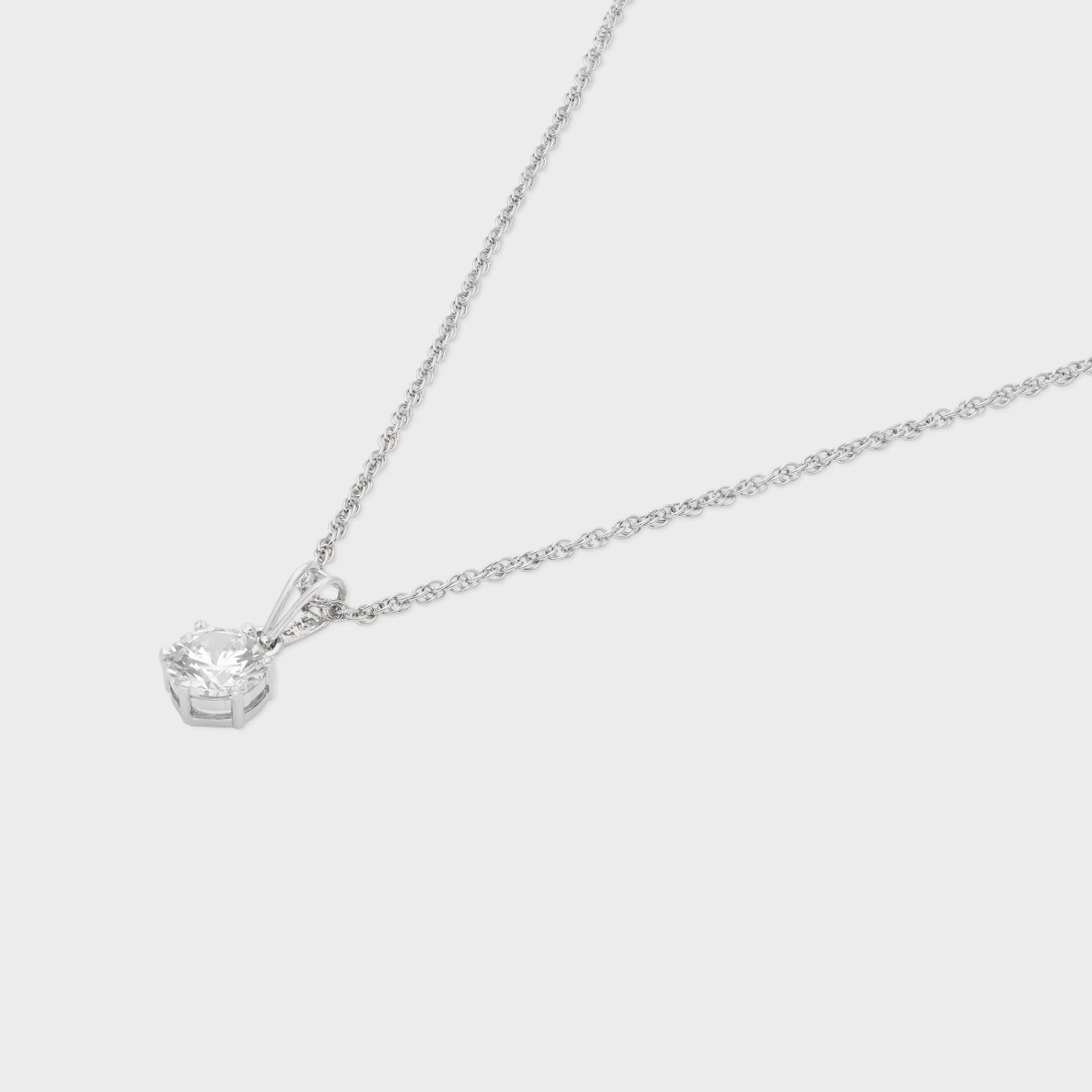 Sterling Silver Classic Solitaire Pendant Necklace – A Timeless Statement | SKU : 0003579442, 0021424533, 0021424557