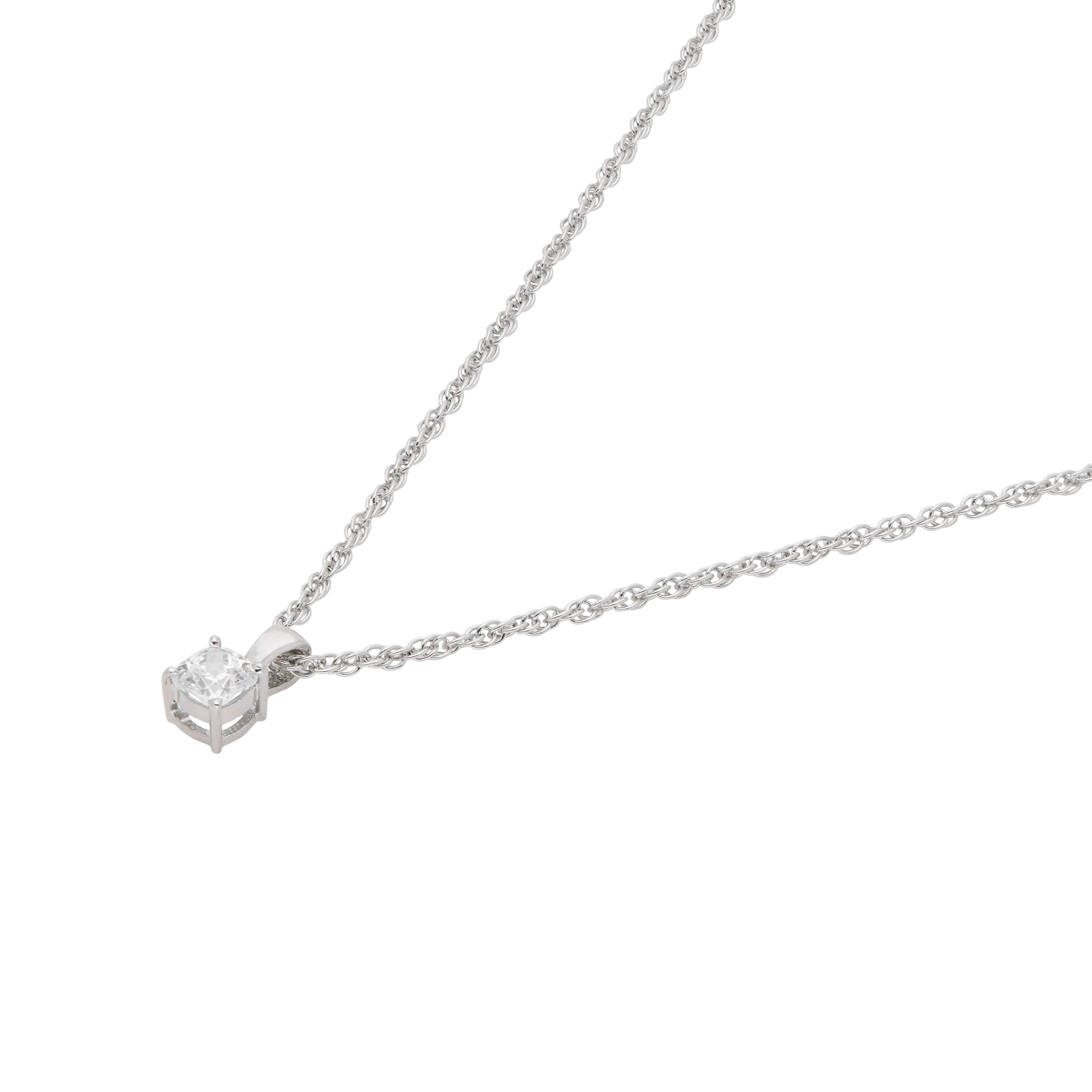Sterling Silver Cushion-Cut Solitaire Pendant Necklace – A Modern Classic | SKU : 0003579473, 0021424588, 0021424595