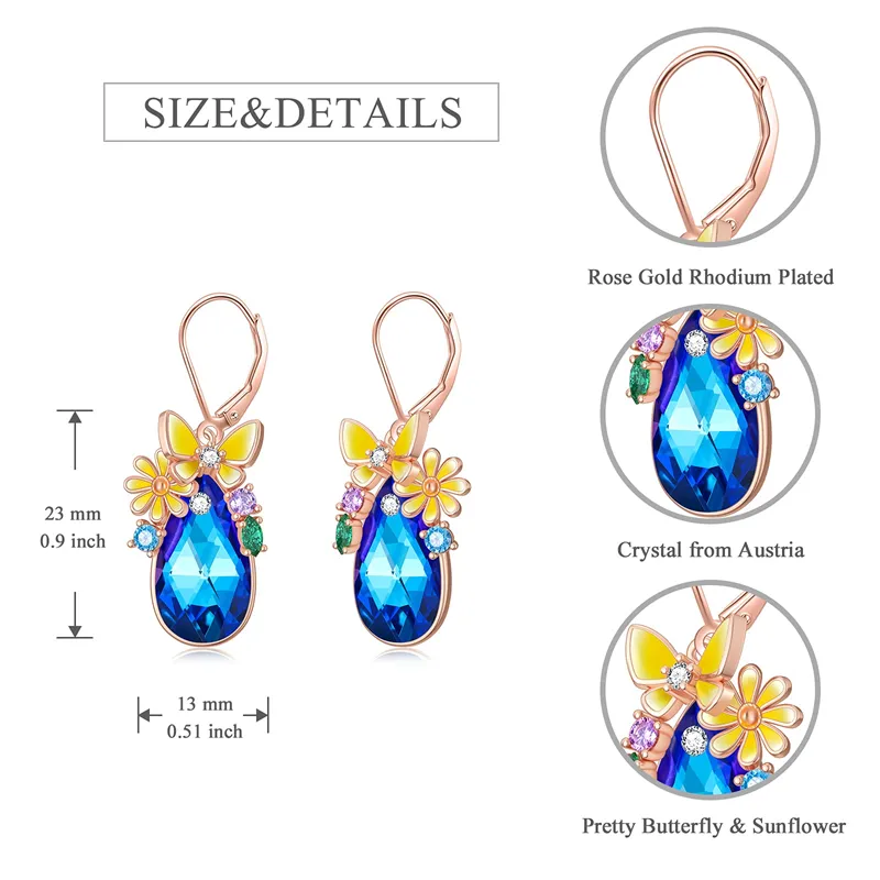 Sterling Silver Flowers Hypoallergenic Leverback Earrings