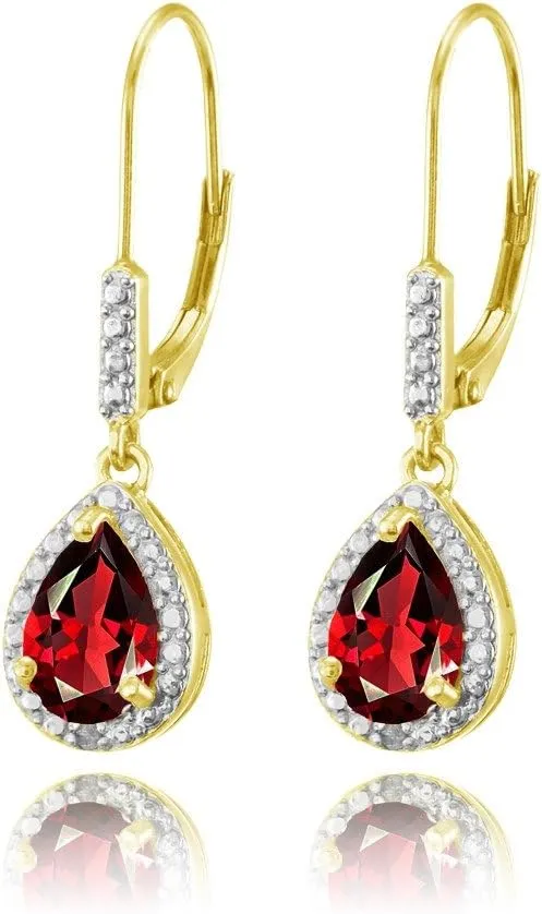 Sterling Silver Genuine, Created or Simulated Gemstone Leverback Teardrop Dangle Earrings for Women Bridesmaids