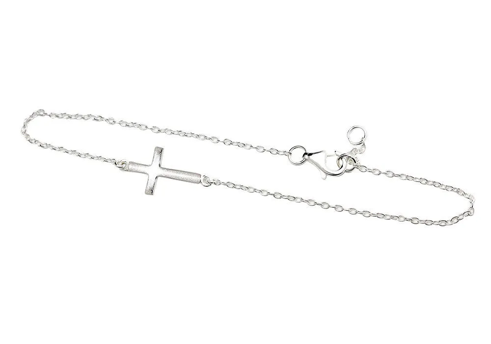 Sterling Silver Mini Cross Bracelet