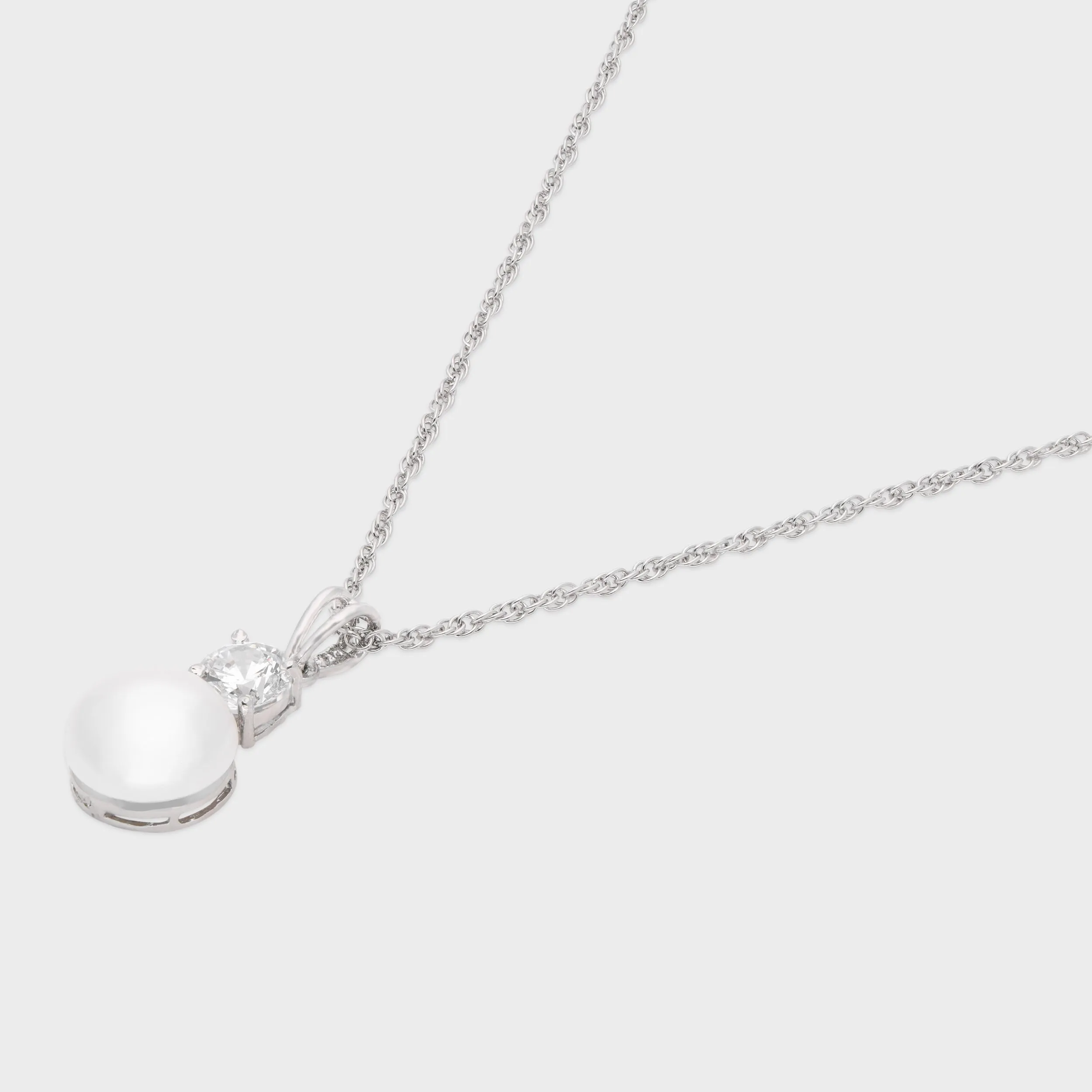 Sterling Silver Pearl-Inspired Drop Pendant with Solitaire Accent | SKU : 0003579312, 0021424267, 0021424274