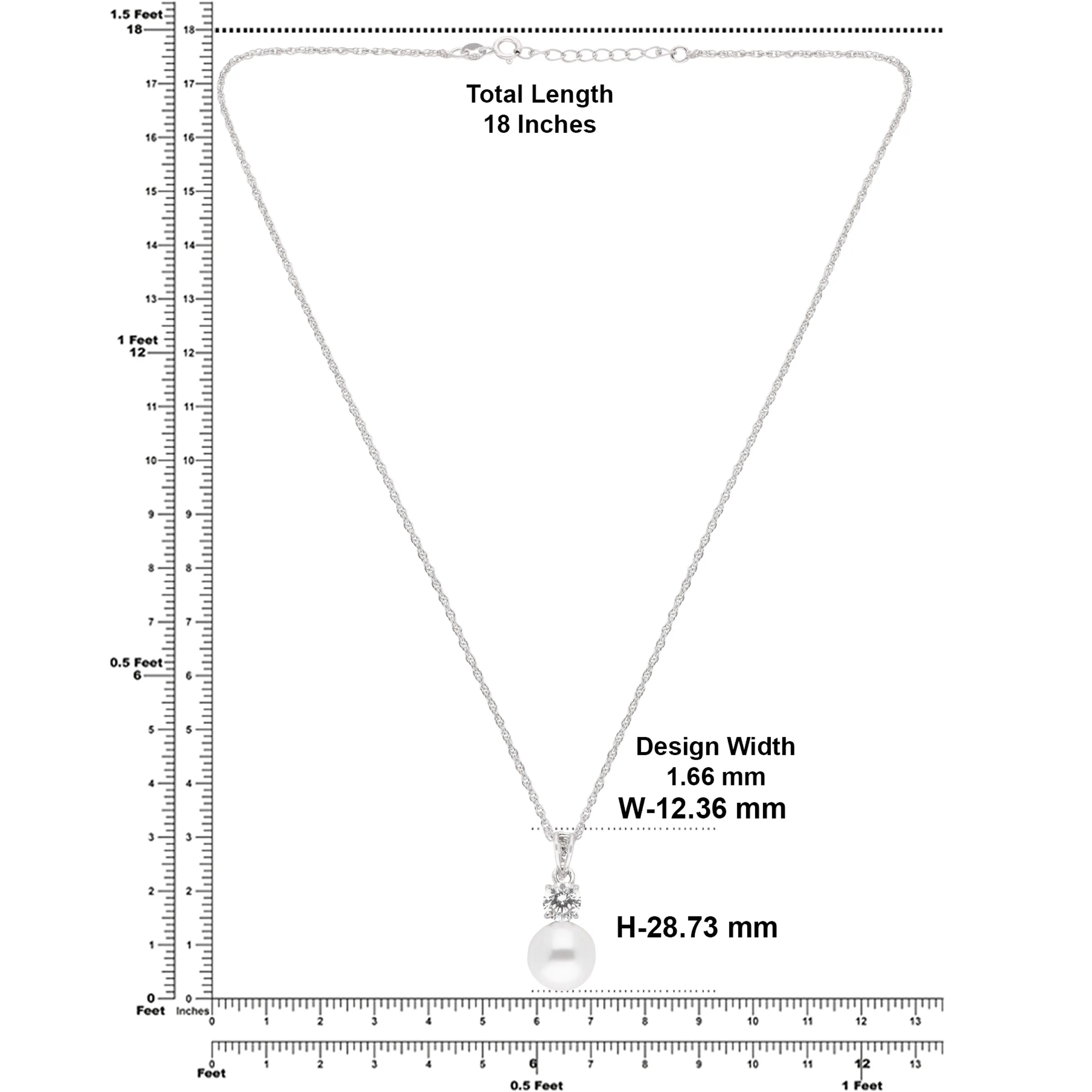 Sterling Silver Pearl-Inspired Drop Pendant with Solitaire Accent | SKU : 0003579312, 0021424267, 0021424274