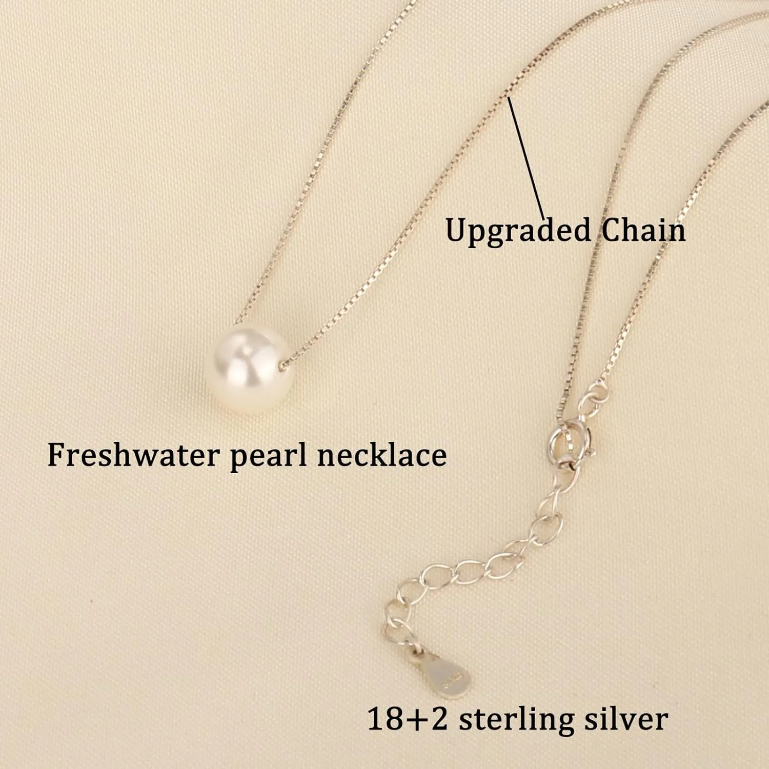 Sterling Silver Pearl Necklaces for Women, Gold/Silver Heart Necklaces for Girls, 10 13 16 21 30 40 50 60 Years old Birthday Wedding Jewelry Gifts, Single Pearl Simple Tiny Small Faux Pearl Necklaces