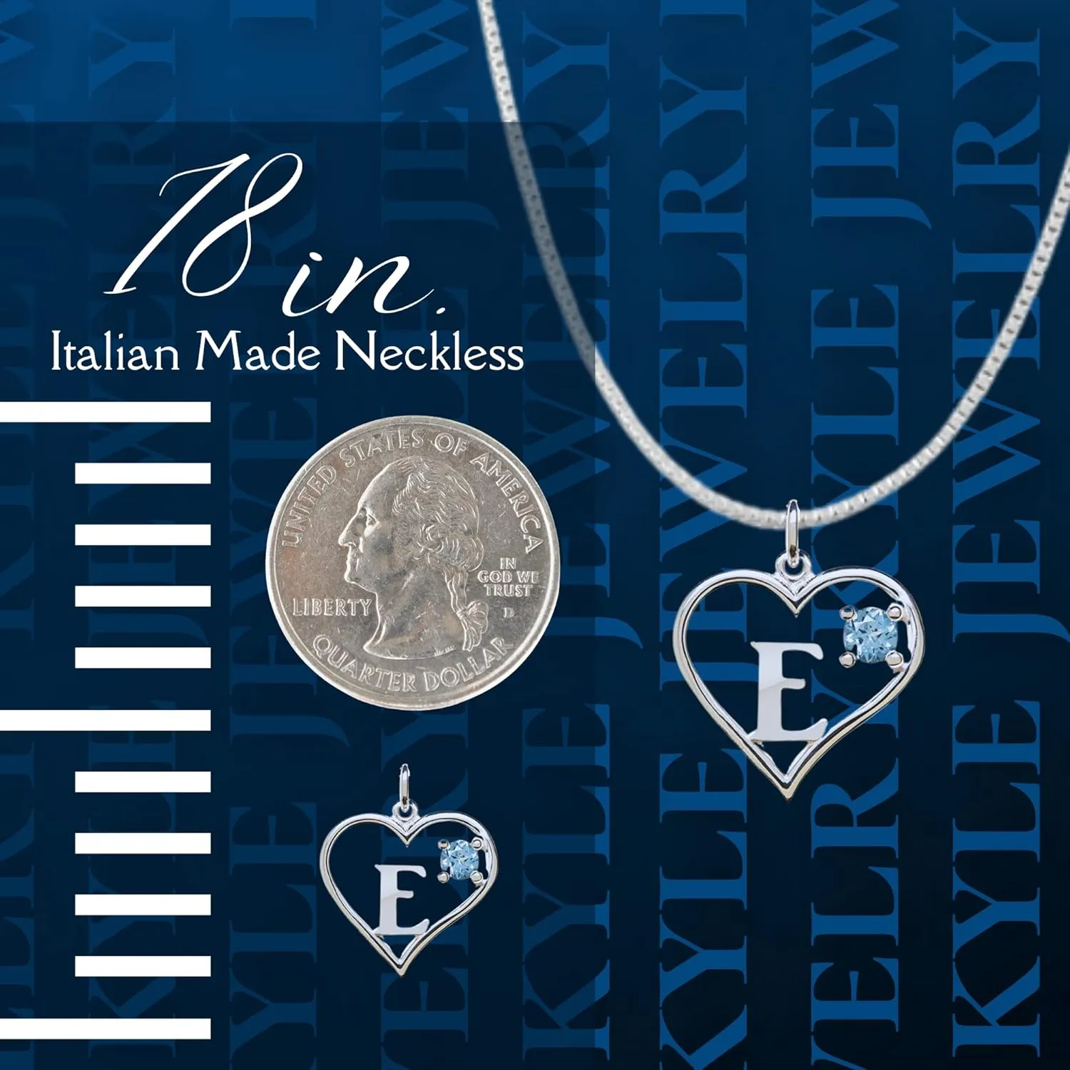 Sterling Silver Pendant Heart & Letter E