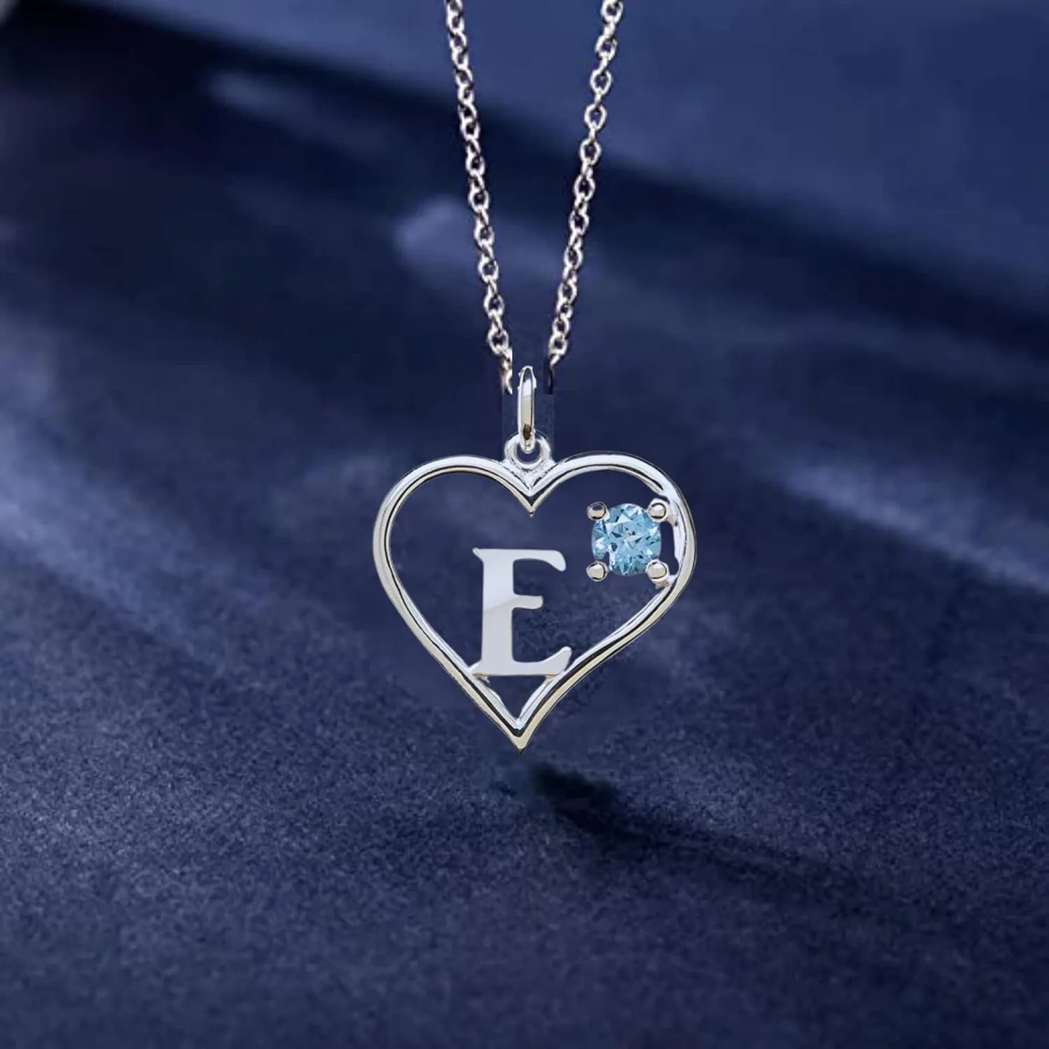 Sterling Silver Pendant Heart & Letter E