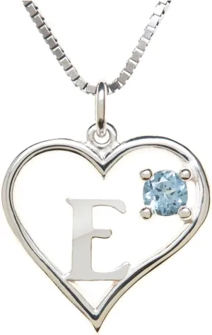 Sterling Silver Pendant Heart & Letter E