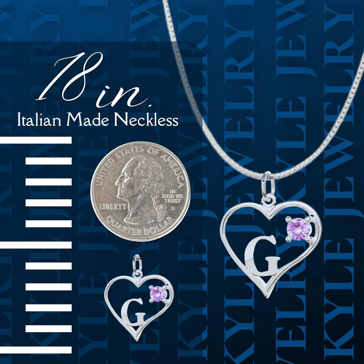Sterling Silver Pendant Heart & Letter G