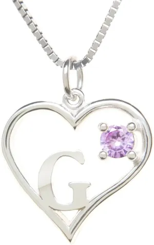 Sterling Silver Pendant Heart & Letter G