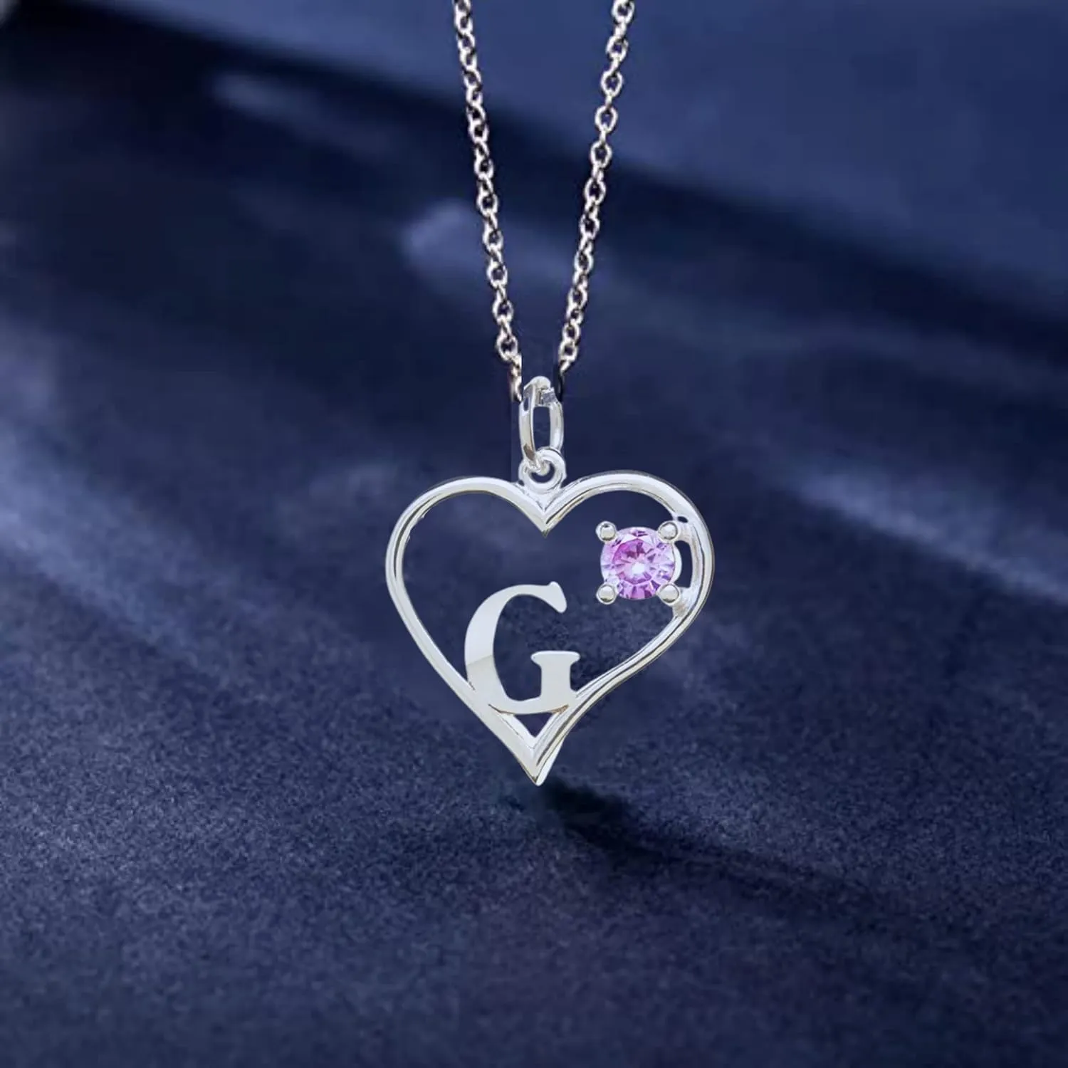 Sterling Silver Pendant Heart & Letter G