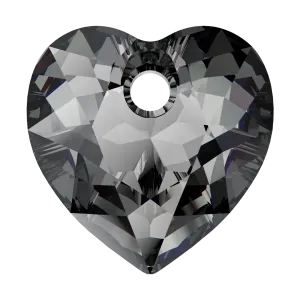 Swarovski Pendants Heart Cut (6432) Crystal Silver Night