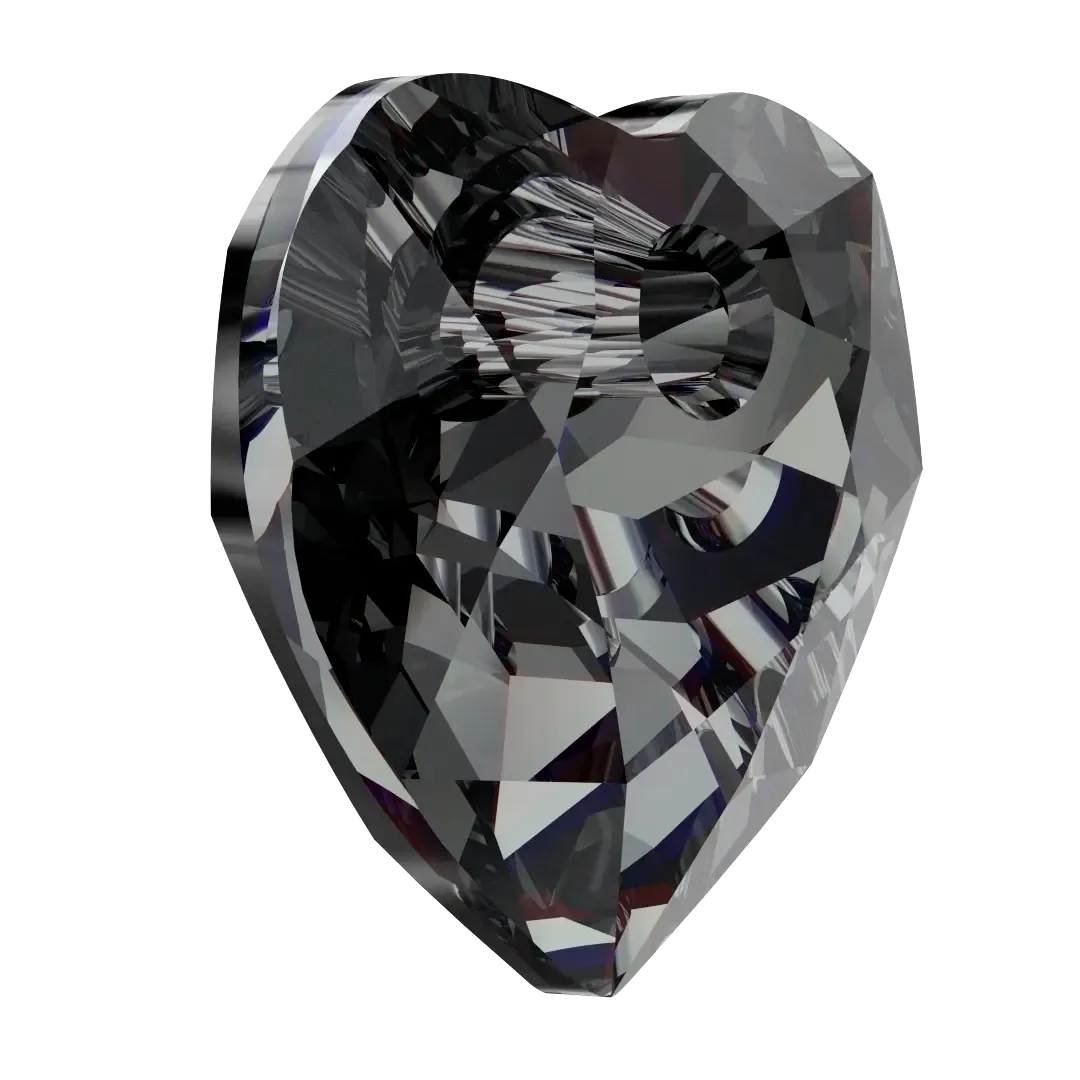 Swarovski Pendants Heart Cut (6432) Crystal Silver Night