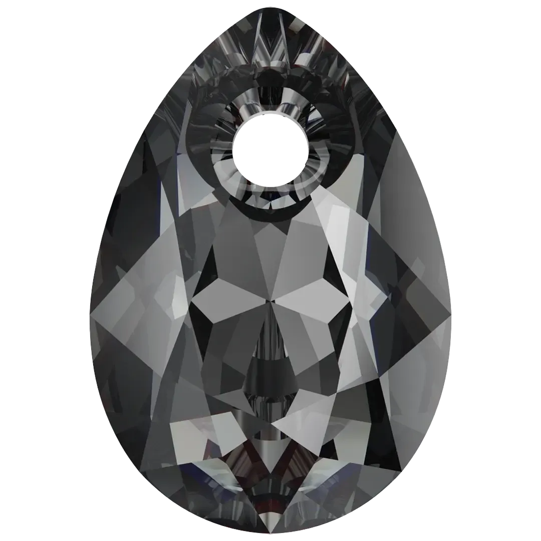Swarovski Pendants Pear Cut (6433) Crystal Silver Night
