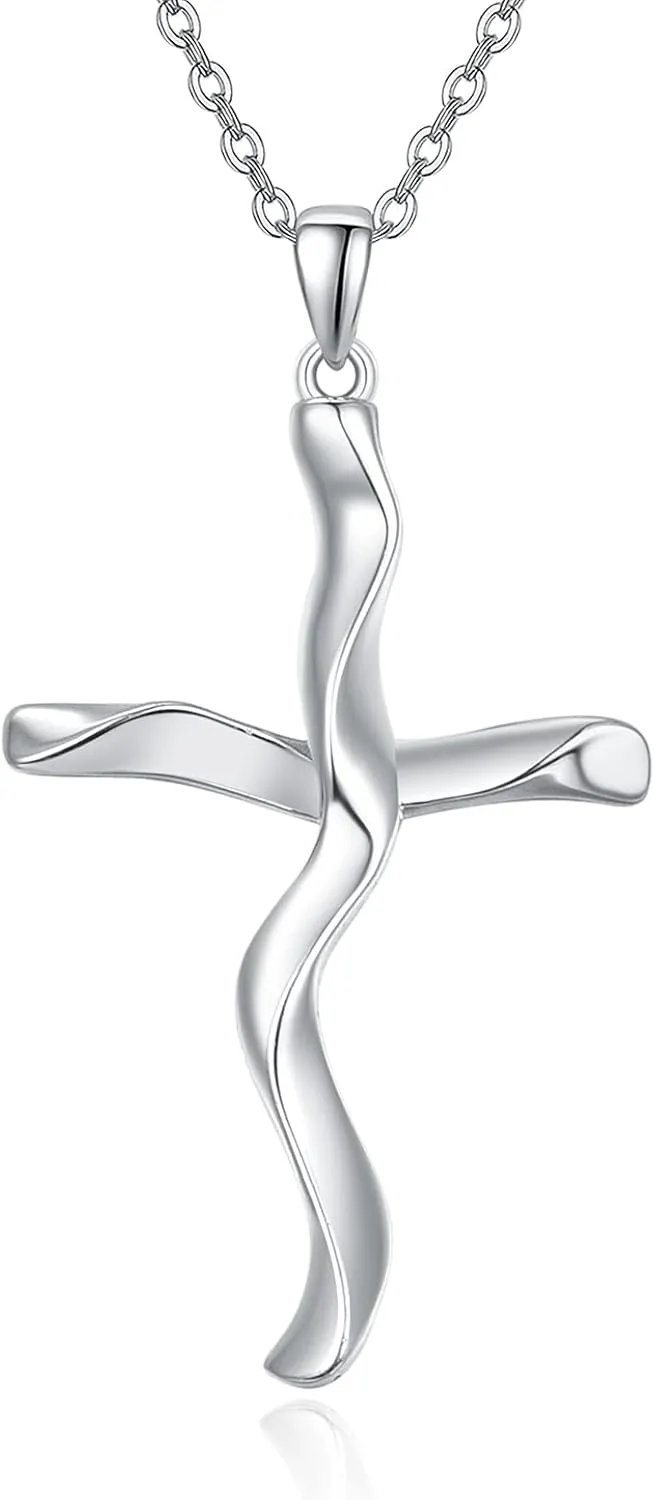 TANGPOET Cross Necklaces for Women Sterling Silver Cross Pendant Necklaces Christian Jewelry Religious Gifts