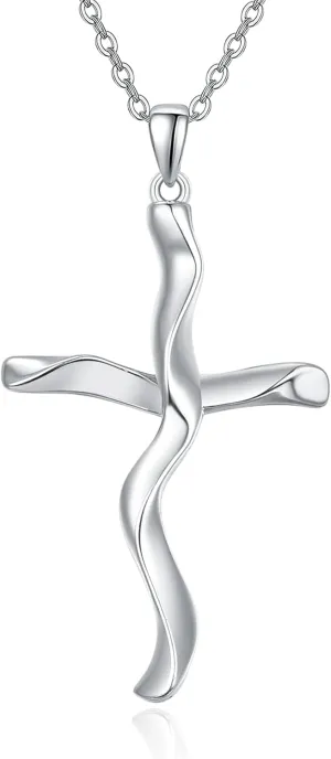 TANGPOET Cross Necklaces for Women Sterling Silver Cross Pendant Necklaces Christian Jewelry Religious Gifts