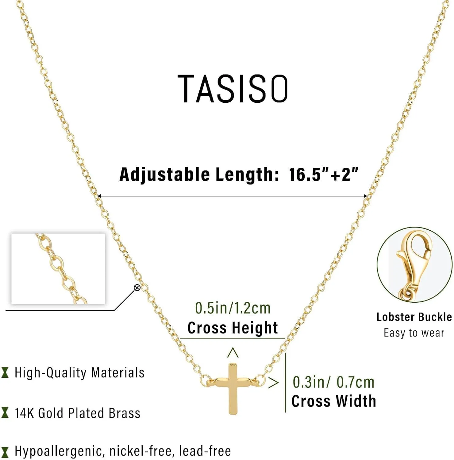Tasiso Cross Necklace for WomenSmall Cross Necklace 14k Gold Plated Tiny Cross Pendant Choker Necklaces Simple Gold Cross Necklaces for Women Cute Aesthetic Necklaces Dainty Jewelry for Women Girls