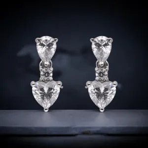 Tear Drop and Heart Cubic Zircon Silver Drop Earrings | SKU : 0020589042, 0020589028, 0003366080