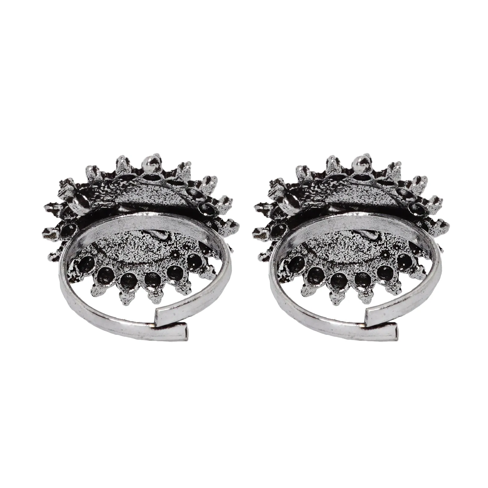 Teejh Megh Silver Oxidised  Toe Rings