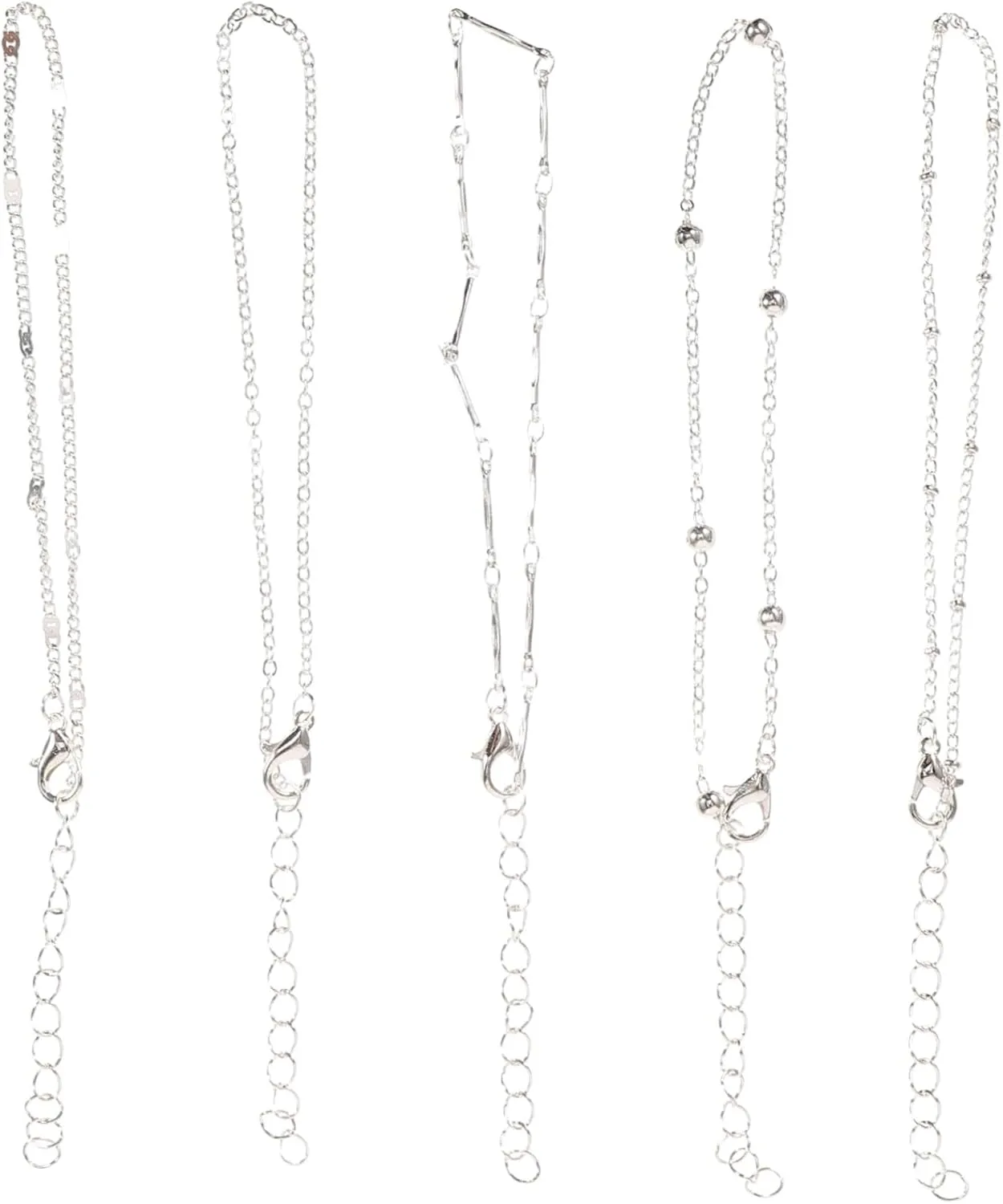 TENDYCOCO Ladies Ankle Bracelets Collection Stackable Anklets for Women Silver Anklet Set
