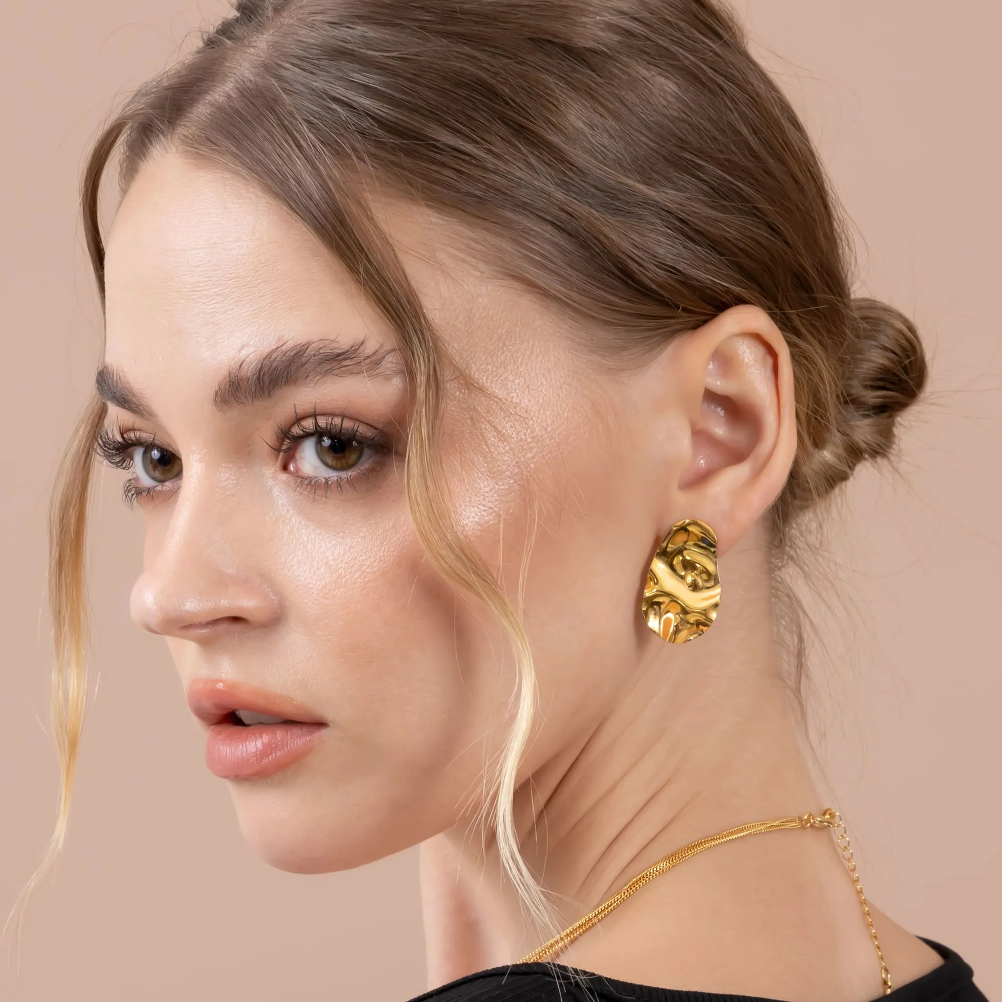 Textured Stud Earrings in Gold