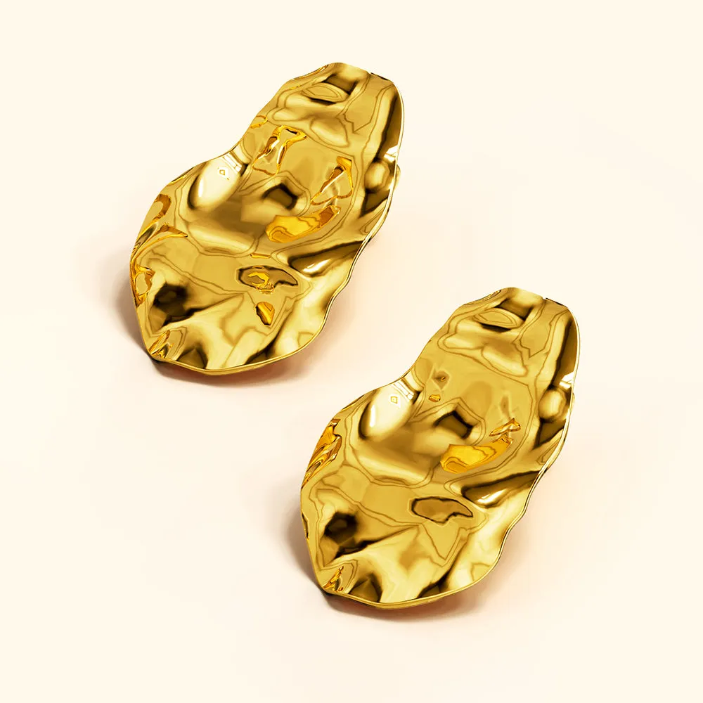 Textured Stud Earrings in Gold